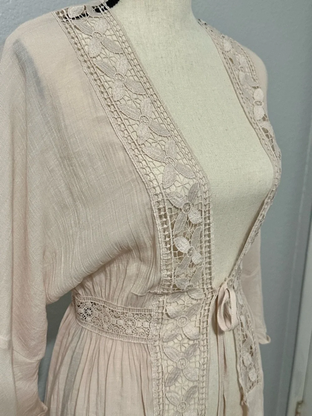 Love Tree Womens Size S Kimono Duster Cover Up Lace Resortwear Beachy Coastal - Picture 2 of 12